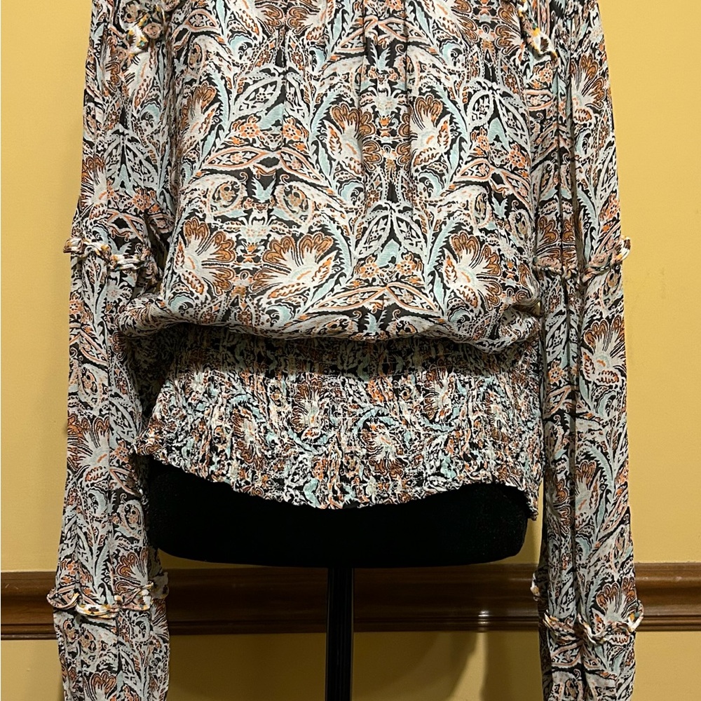 Anthropologie Floral Print Smocked Blouse - Picture 3 of 7
